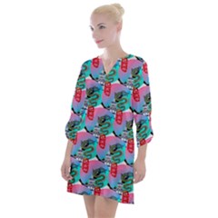 Retro Snake Open Neck Shift Dress by Sparkle