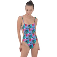 Retro Snake Tie Strap One Piece Swimsuit by Sparkle