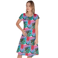 Retro Snake Classic Short Sleeve Dress by Sparkle