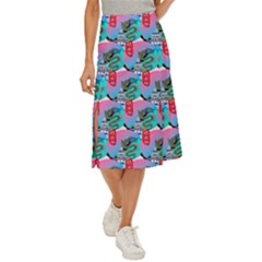 Retro Snake Midi Panel Skirt by Sparkle