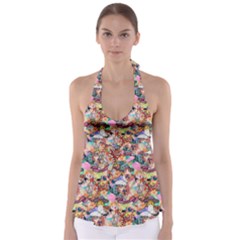 Retro Color Babydoll Tankini Top