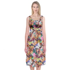 Retro Color Midi Sleeveless Dress