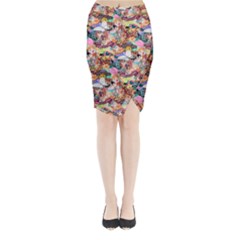 Retro Color Midi Wrap Pencil Skirt