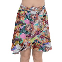 Retro Color Chiffon Wrap Front Skirt by Sparkle