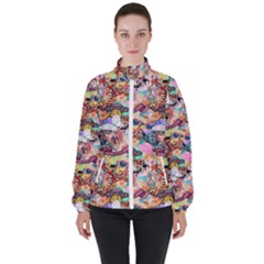 Retro Color Women s High Neck Windbreaker