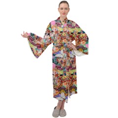 Retro Color Maxi Velour Kimono