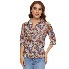 Retro Color Women s Quarter Sleeve Pocket Shirt