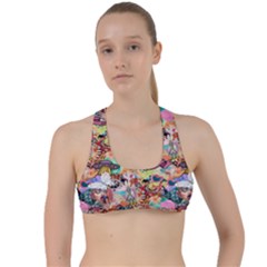 Retro Color Criss Cross Racerback Sports Bra by Sparkle