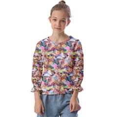 Retro Color Kids  Cuff Sleeve Top