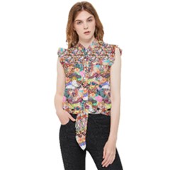 Retro Color Frill Detail Shirt