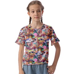 Retro Color Kids  Cuff Sleeve Scrunch Bottom Tee