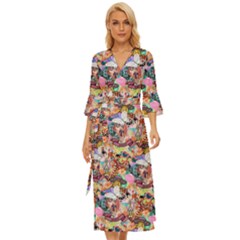 Retro Color Midsummer Wrap Dress