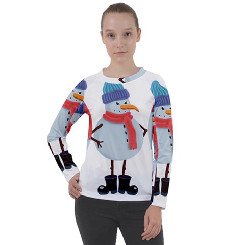 Angry Snowman Women s Long Sleeve Raglan Tee by SychEva