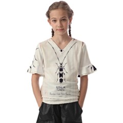 Img016 Kids  V-neck Horn Sleeve Blouse