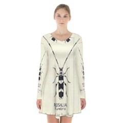 Banded Alder Borer  Long Sleeve Velvet V-neck Dress