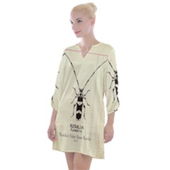 Banded Alder Borer  Open Neck Shift Dress by Limerence