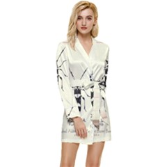 Banded Alder Borer  Long Sleeve Satin Robe