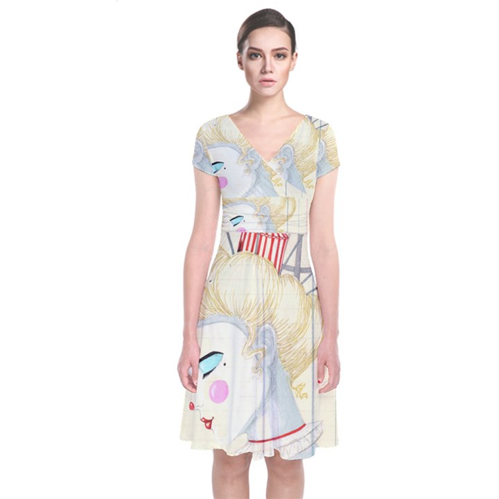 clown maiden Short Sleeve Front Wrap Dress