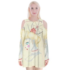 Clown Maiden Velvet Long Sleeve Shoulder Cutout Dress by Limerence