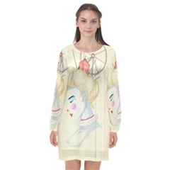 Clown Maiden Long Sleeve Chiffon Shift Dress 