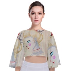 Clown Maiden Tie Back Butterfly Sleeve Chiffon Top by Limerence