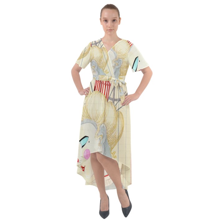 clown maiden Front Wrap High Low Dress