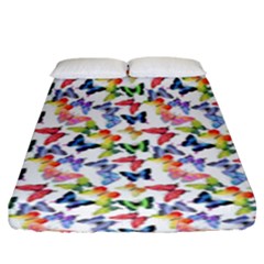 Multicolored Butterflies Fitted Sheet (king Size) by SychEva