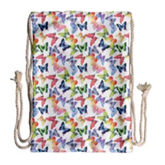 Multicolored Butterflies Drawstring Bag (large) by SychEva