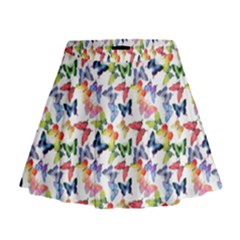 Multicolored Butterflies Mini Flare Skirt by SychEva