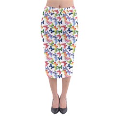 Multicolored Butterflies Midi Pencil Skirt by SychEva