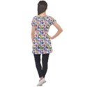 Multicolored Butterflies Puff Sleeve Tunic Top View2