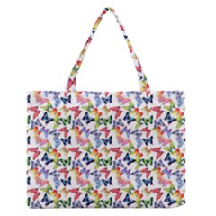 Multicolored Butterflies Zipper Medium Tote Bag by SychEva