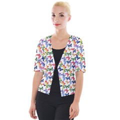 Multicolored Butterflies Cropped Button Cardigan by SychEva