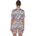 Multicolored Butterflies Satin Short Sleeve Pajamas Set View2