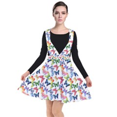 Multicolored Butterflies Plunge Pinafore Dress by SychEva