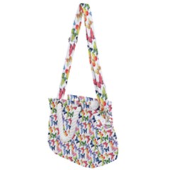 Multicolored Butterflies Rope Handles Shoulder Strap Bag by SychEva