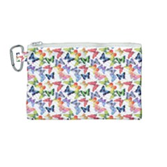 Multicolored Butterflies Canvas Cosmetic Bag (medium) by SychEva