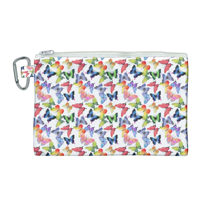 Multicolored Butterflies Canvas Cosmetic Bag (Large)