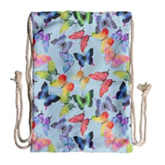 Watercolor Butterflies Drawstring Bag (large) by SychEva