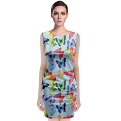 Watercolor Butterflies Classic Sleeveless Midi Dress by SychEva