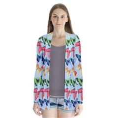 Watercolor Butterflies Drape Collar Cardigan by SychEva