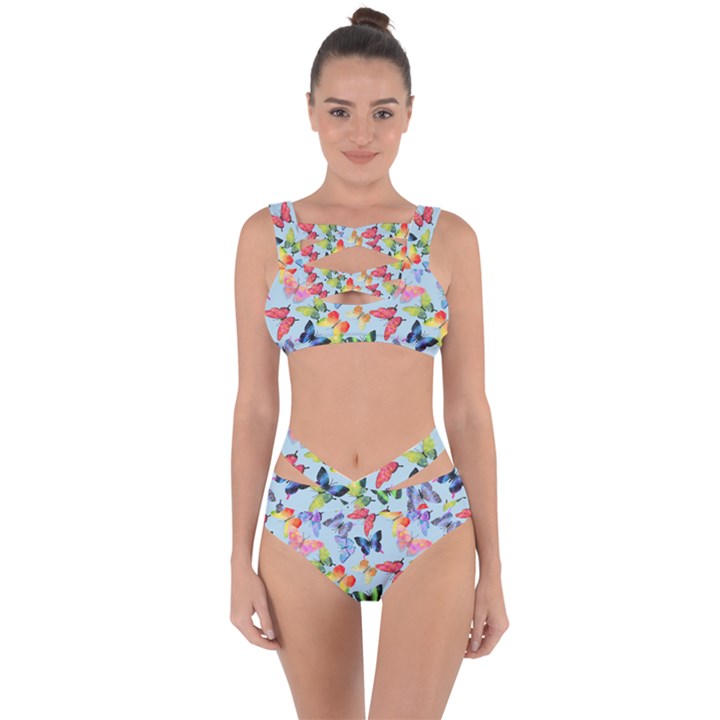 Watercolor Butterflies Bandaged Up Bikini Set 