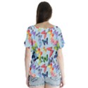 Watercolor Butterflies V-Neck Flutter Sleeve Top View2