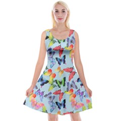 Watercolor Butterflies Reversible Velvet Sleeveless Dress by SychEva