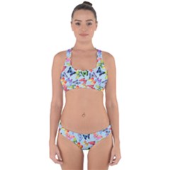 Watercolor Butterflies Cross Back Hipster Bikini Set by SychEva