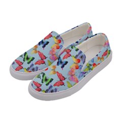 Watercolor Butterflies Women s Canvas Slip Ons by SychEva