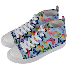 Watercolor Butterflies Women s Mid-top Canvas Sneakers by SychEva