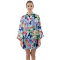 Watercolor Butterflies Long Sleeve Satin Kimono View1