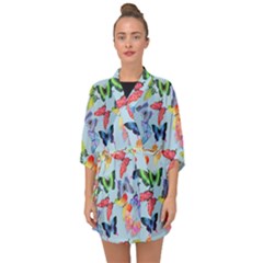 Watercolor Butterflies Half Sleeve Chiffon Kimono by SychEva