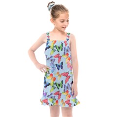 Watercolor Butterflies Kids  Overall Dress by SychEva